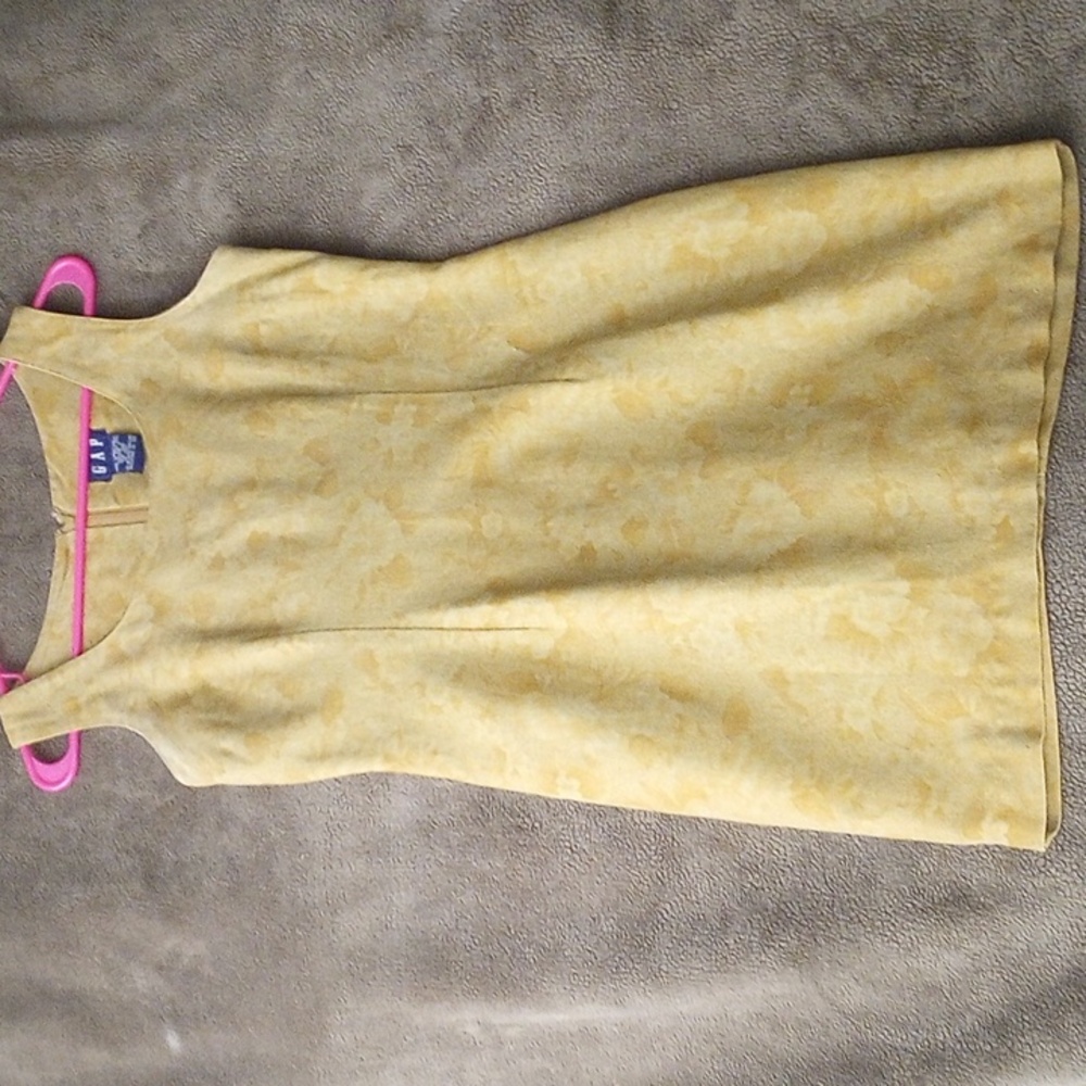 LDS GAP 6 Linen/Cotton Wide Strap Sleeveless Mini Goldish-Floral Imprint